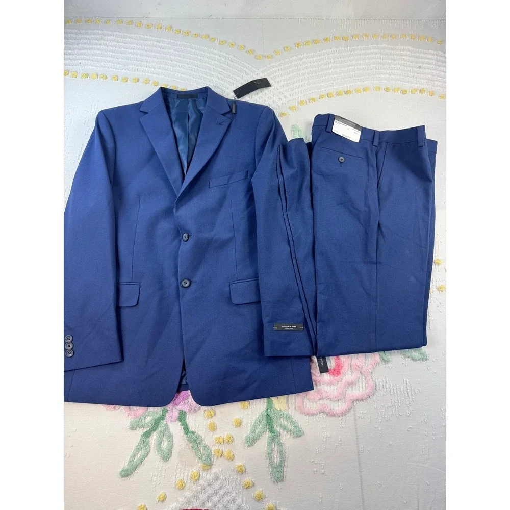 Marc New York Andrew Marc Men's Blue Stretch Suit‎ 2 Piece Garment 18R 29.5W